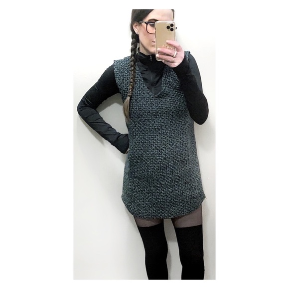 [BCBGeneration] Sage Combo Tweed V-neck Dress - Picture 1 of 7